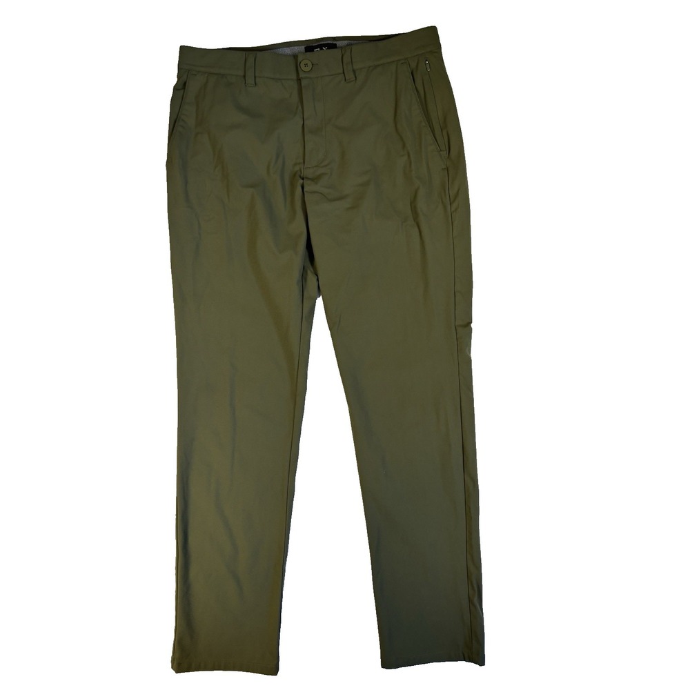 FLX Men's 34X32‎ Olive Green Stretch Chino Pants Comfort Travel Resort Casual